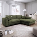 Divano letto angolare LAGOA a L con contenitore, lato destro, verde
