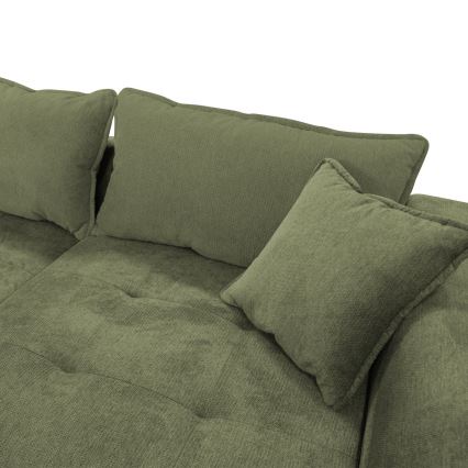 Divano letto angolare LAGOA a L con contenitore, lato destro, verde