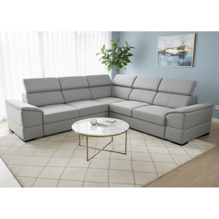 Divano letto angolare reversibile con contenitore GRANADA, grigio