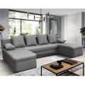 Divano letto angolare universale a U con contenitore ALMEIDA, grigio