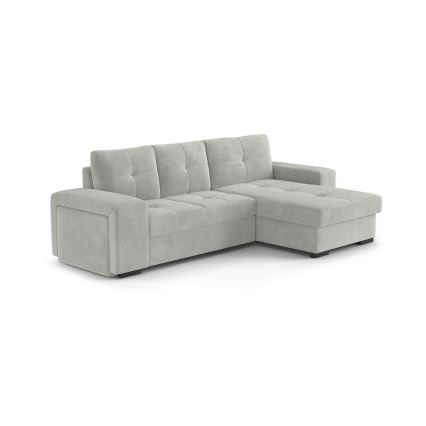 Divano letto con contenitore e pouf PALERMO, grigio chiaro - lato destro
