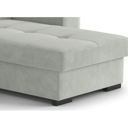 Divano letto con contenitore e pouf PALERMO, grigio chiaro - lato destro