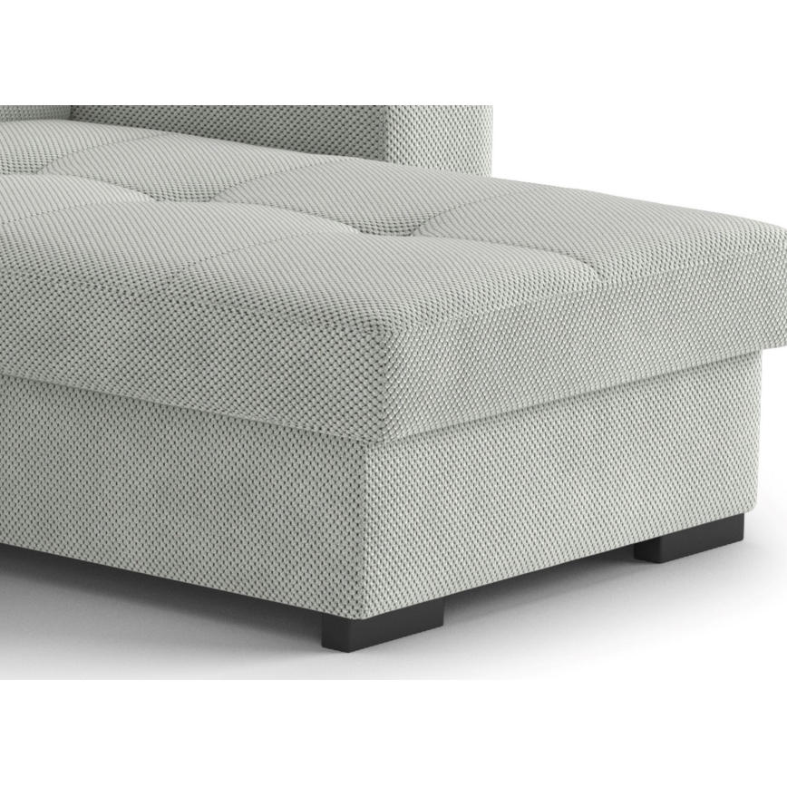 Divano letto con contenitore e pouf PALERMO, grigio chiaro - lato destro