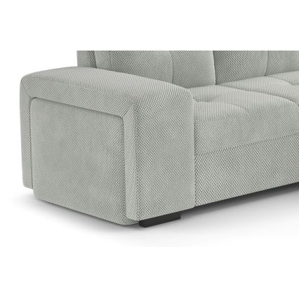 Divano letto con contenitore e pouf PALERMO, grigio chiaro - lato destro