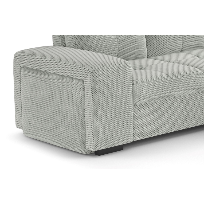 Divano letto con contenitore e pouf PALERMO, grigio chiaro - lato destro