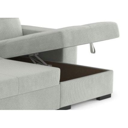 Divano letto con contenitore e pouf PALERMO, grigio chiaro - lato destro
