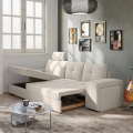 Divano letto con contenitore e pouf PALERMO, grigio chiaro, lato sinistro