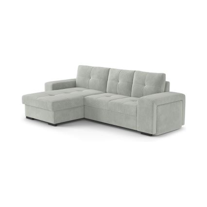 Divano letto con contenitore e pouf PALERMO, grigio chiaro, lato sinistro