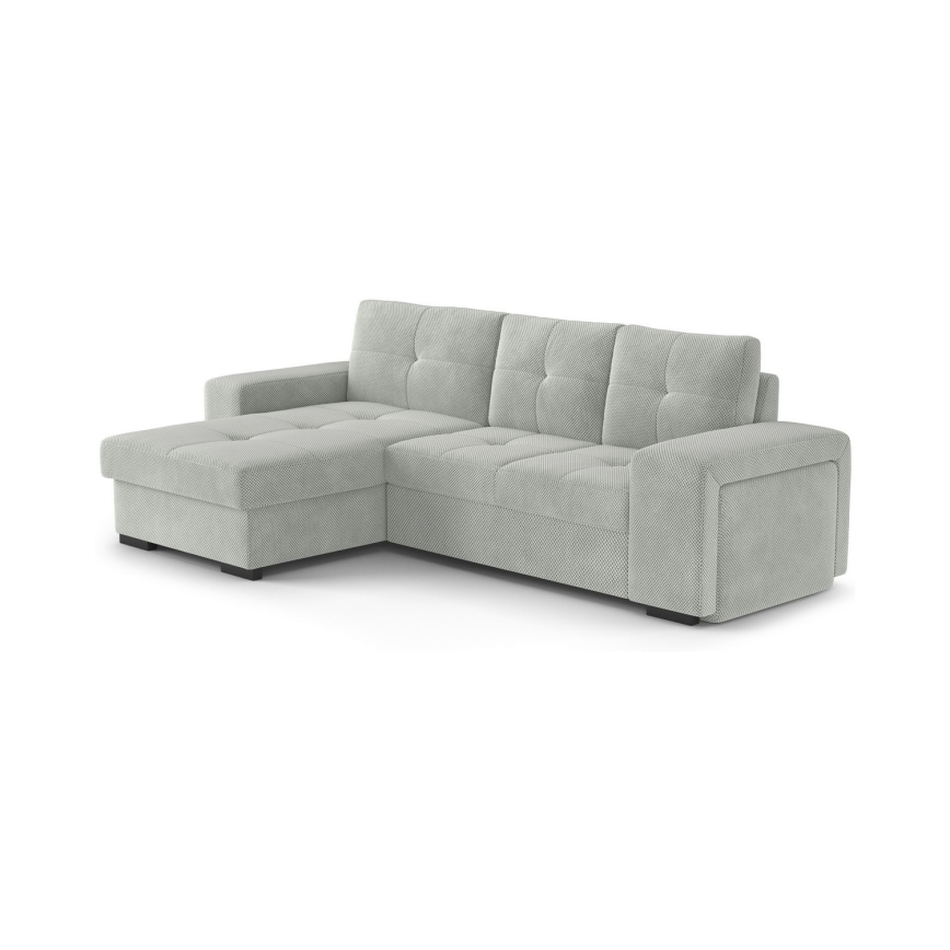 Divano letto con contenitore e pouf PALERMO, grigio chiaro, lato sinistro