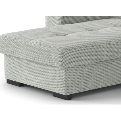Divano letto con contenitore e pouf PALERMO, grigio chiaro, lato sinistro