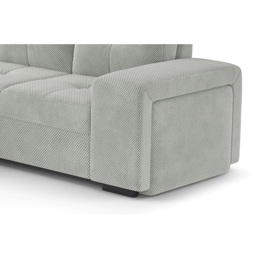 Divano letto con contenitore e pouf PALERMO, grigio chiaro, lato sinistro