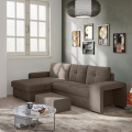 Divano letto con contenitore e pouf PALERMO marrone, lato sinistro