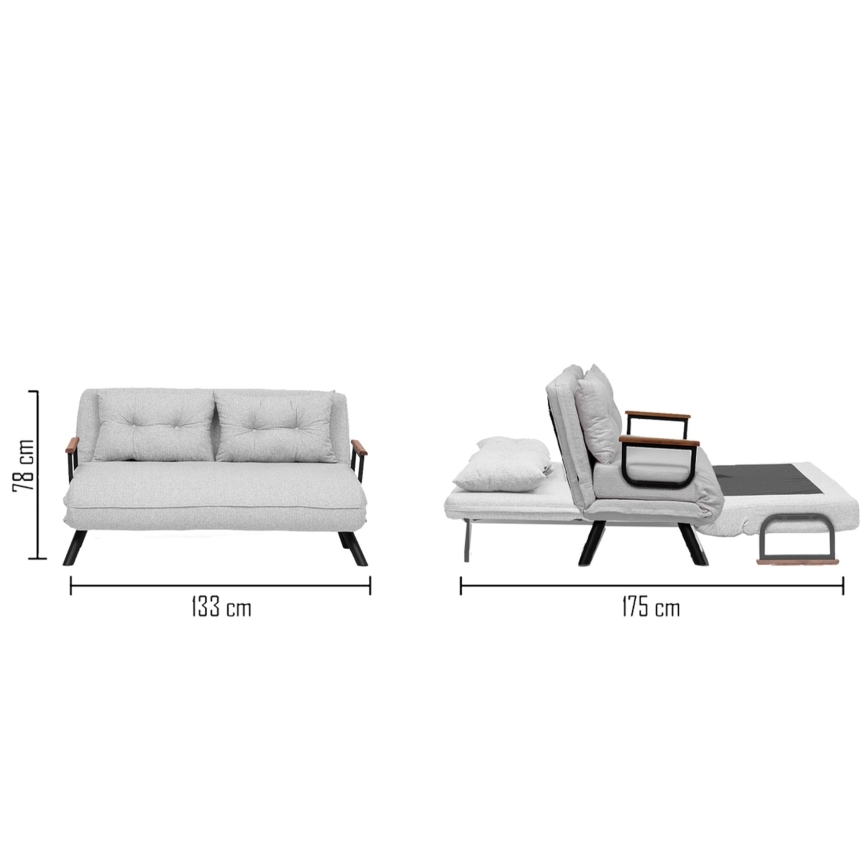 Divano letto due posti QIRA grigio