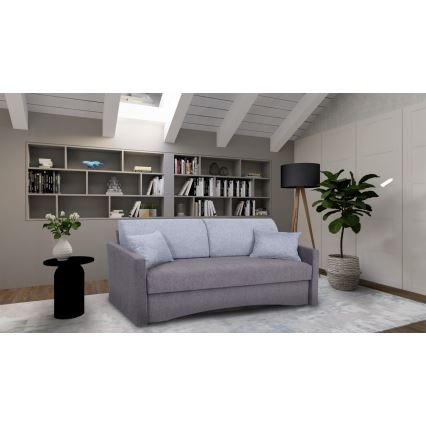Divano letto imbottito a 3 posti PAUL, ideale per il sonno quotidiano, con braccioli, grigio