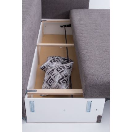 Divano letto imbottito a 3 posti PAUL, ideale per il sonno quotidiano, con braccioli, grigio