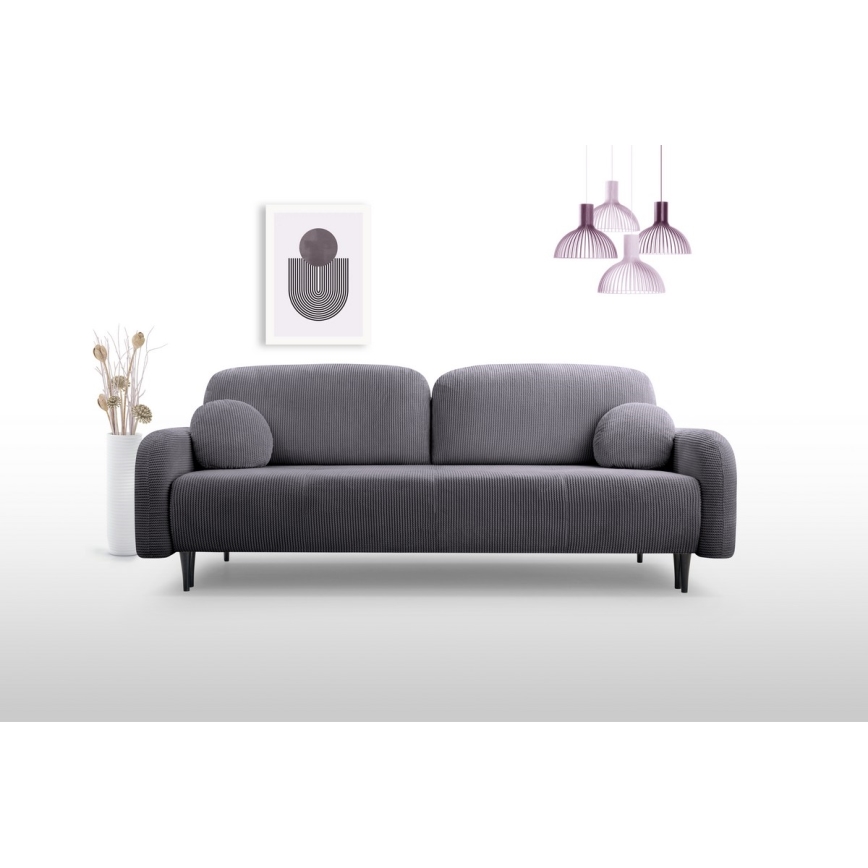 Divano letto imbottito a tre posti CLOUDY grigio