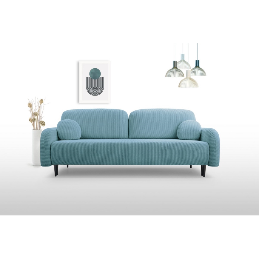 Divano letto imbottito a tre posti CLOUDY turchese