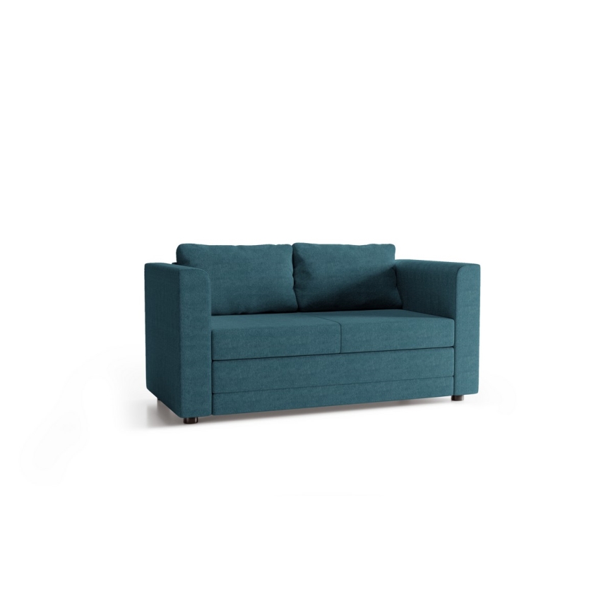 Divano letto imbottito a 2 posti con braccioli LAYLA, blu
