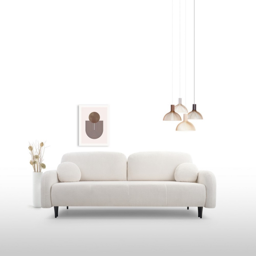 Divano letto imbottito a 3 posti CLOUDY colore crema