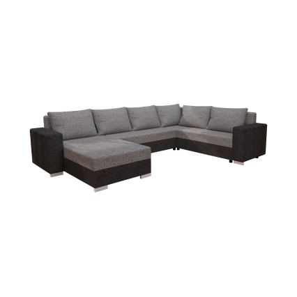 Divano letto imbottito angolare a U YORK, reversibile, grigio/beige/marrone