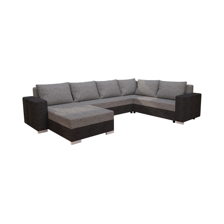 Divano letto imbottito angolare a U YORK, reversibile, grigio/beige/marrone