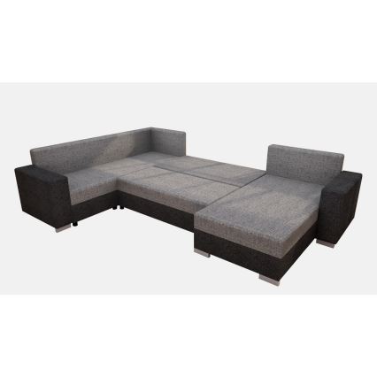 Divano letto imbottito angolare a U YORK, reversibile, grigio/beige/marrone