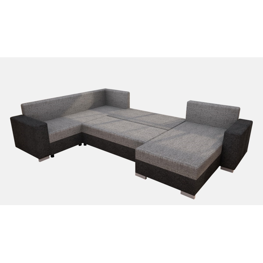 Divano letto imbottito angolare a U YORK, reversibile, grigio/beige/marrone
