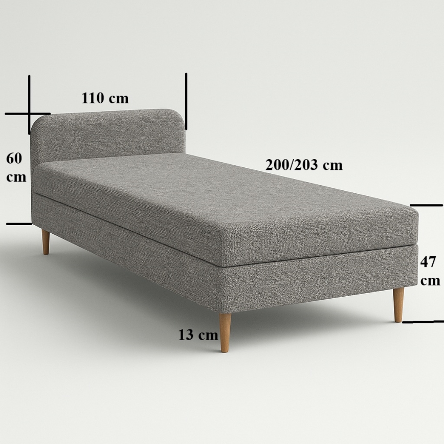 Divano letto imbottito BRISBANE 110x200 cm nero