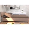 Divano-letto imbottito reclinabile con vano contenitore DALLAS 108x205 cm marrone/marrone scuro