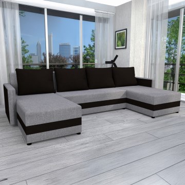 Divano-letto imbottito universale a U BRISTOL grigio/nero