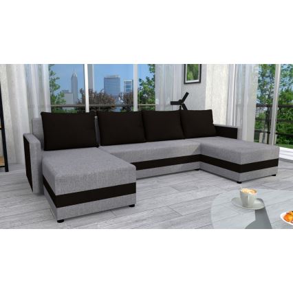 Divano-letto imbottito universale a U BRISTOL grigio/nero