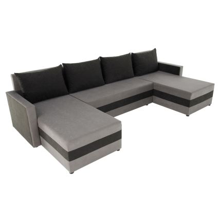 Divano-letto imbottito universale a U BRISTOL grigio/nero