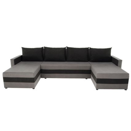 Divano-letto imbottito universale a U BRISTOL grigio/nero