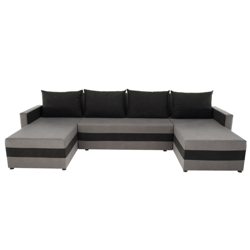 Divano-letto imbottito universale a U BRISTOL grigio/nero