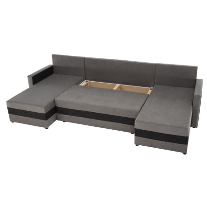 Divano-letto imbottito universale a U BRISTOL grigio/nero
