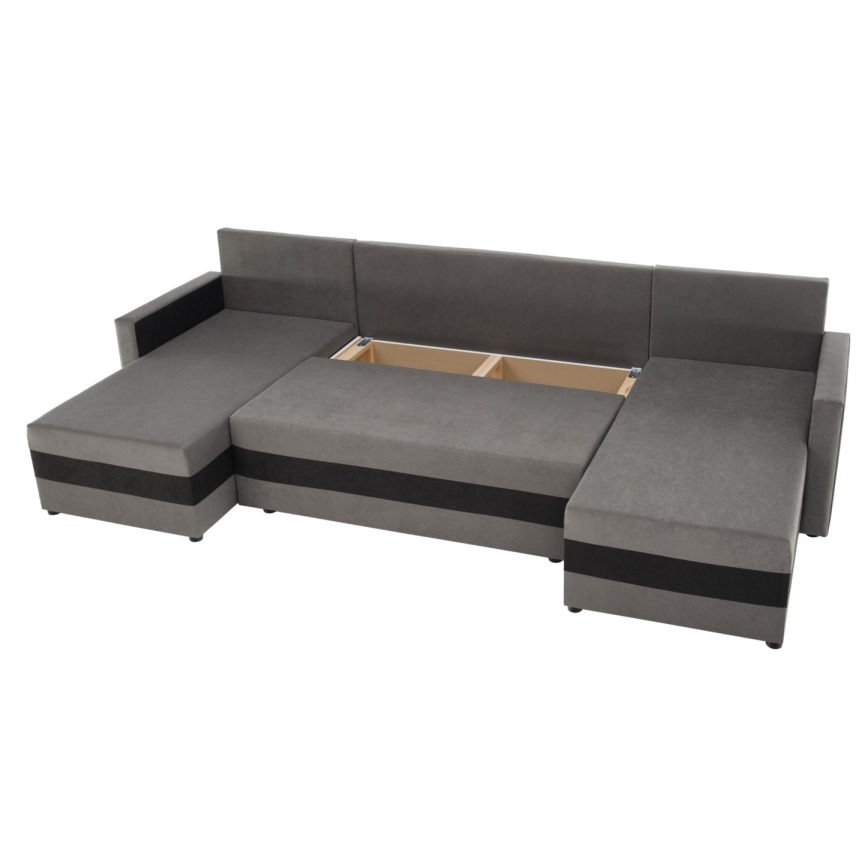 Divano-letto imbottito universale a U BRISTOL grigio/nero