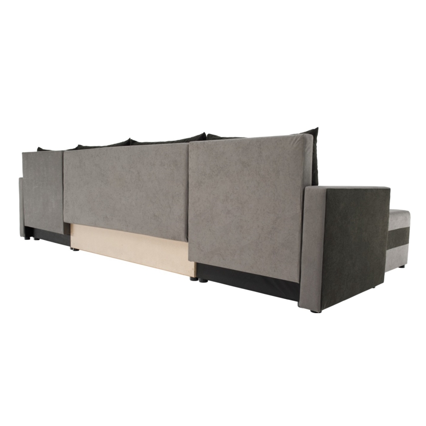 Divano-letto imbottito universale a U BRISTOL grigio/nero
