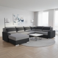 Divano letto imbottito universale a U OXFORD nero/grigio