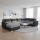 Divano letto imbottito universale a U OXFORD nero/grigio