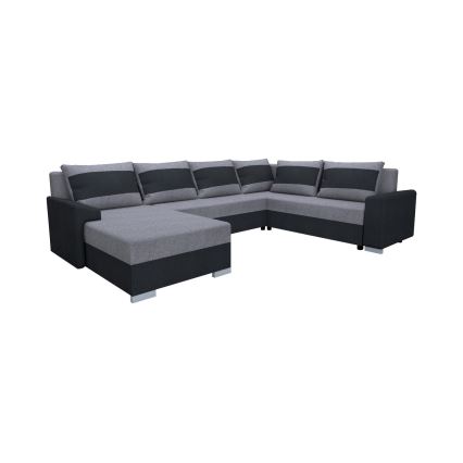Divano letto imbottito universale a U OXFORD nero/grigio