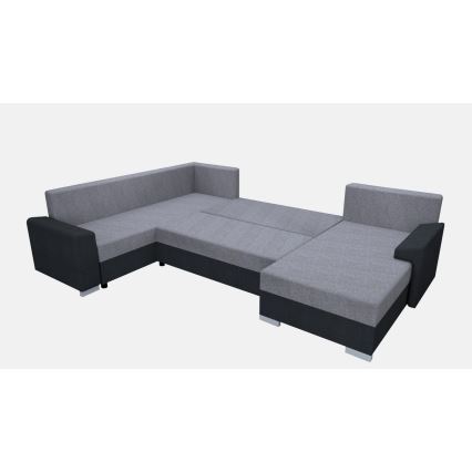 Divano letto imbottito universale a U OXFORD nero/grigio
