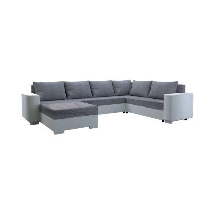 Divano letto imbottito universale a U YORK bianco/grigio