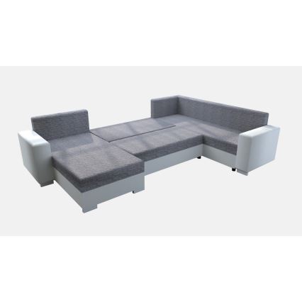 Divano letto imbottito universale a U YORK bianco/grigio