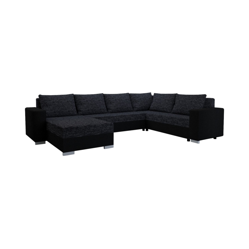 Divano letto imbottito universale a U YORK nero/antracite