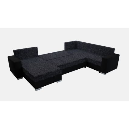 Divano letto imbottito universale a U YORK nero/antracite