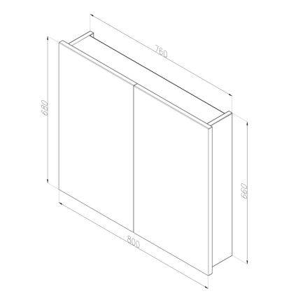 Dřevojas - Armadietto da bagno con specchio NEXI 80x68 cm, rovere