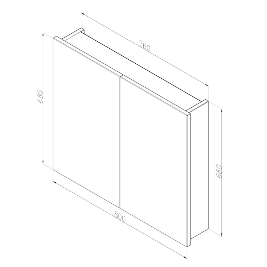 Dřevojas - Armadietto da bagno con specchio NEXI 80x68 cm, rovere