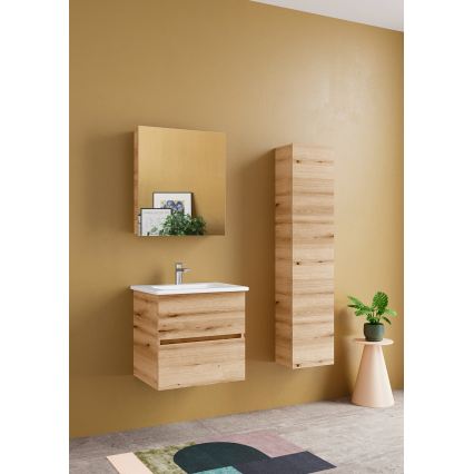 Dřevojas - Mobile bagno con lavabo BANO 60x47 cm rovere/bianco