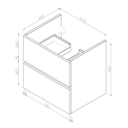 Dřevojas - Mobile bagno con lavabo BANO 60x47 cm rovere/bianco