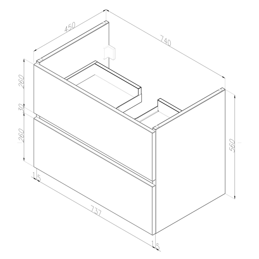 Dřevojas - Mobile bagno con lavabo BANO 78x47 cm rovere/bianco